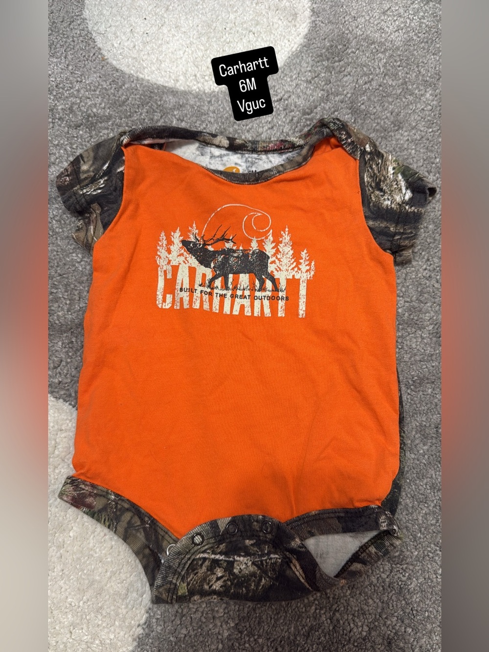 Carhartt Orange Bodysuit with Camo Trim
